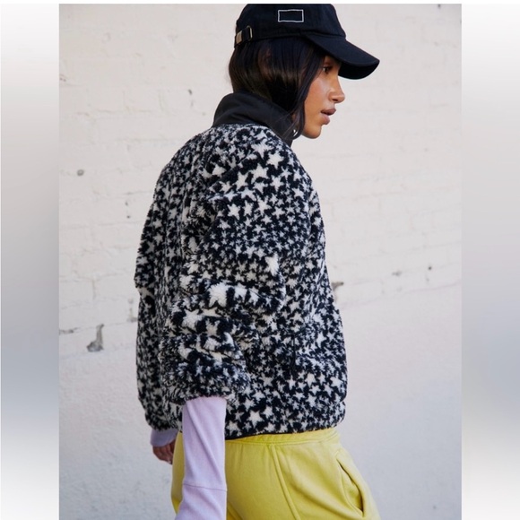 Free People Movement Hit The Slopes Fleece Jacket Starry Eyed Black Combo XS - Picture 10 of 16